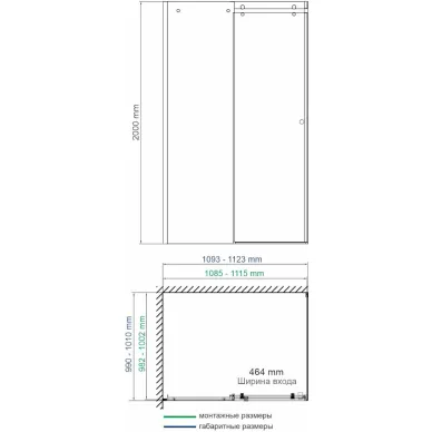 Душевой уголок Wasserkraft Vils 56R (56R16) 110х100 см, профиль серебро/стекло прозрачное 7