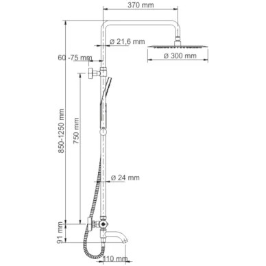 Душевая система Wasserkraft Elbe 7400 A28801 с термостатом, черная матовая 7