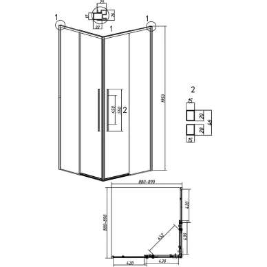 Душевой уголок Grossman Galaxy 90x90х195 см, стекло шиншилла/профиль чёрный матовый 5