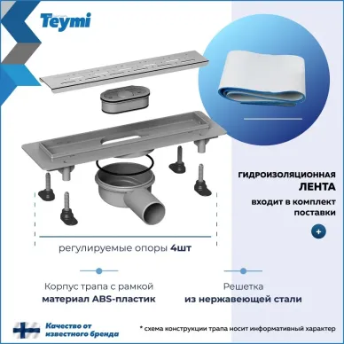 Душевой лоток Teymi Helmi Prime T90337 80 см 10
