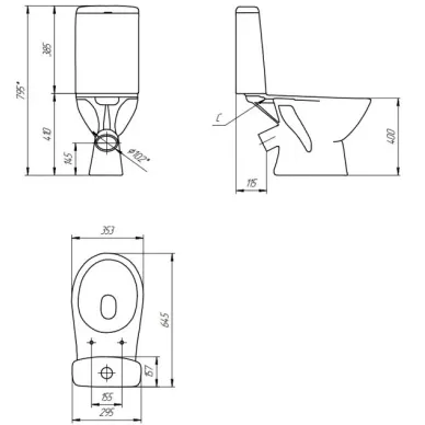 Унитаз напольный Cersanit FLAVIS 031 3/6 DPL EO slim 64288 10
