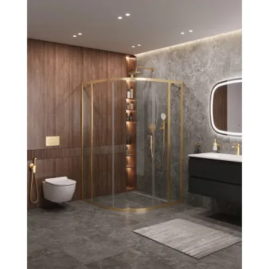 Душевой уголок Cezares Molveno MOLVENO-R-11-90+30-C-BORO-IV 120x120 профиль брашированное золото/стекло прозрачное 0