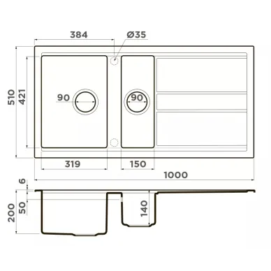 Мойка кухонная Omoikiri Kitagawa 100-2 (4993803) белая 5
