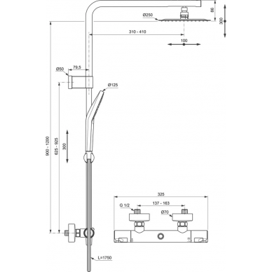 Душевая система Ideal Standard Ceratherm T50 (A7704AA) термостатическая, хром 5