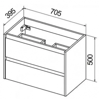 Тумба для ванной Belbagno Kraft (KRAFT 39-700/390-2C-SO-CG) с 2 выкатными ящиками, Cemento Grigio 5