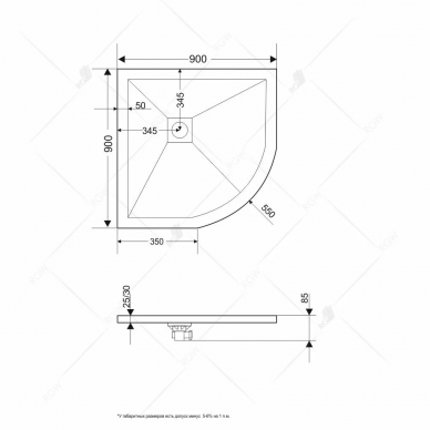 Поддон для душа RGW STone Tray ST/R-0099Be (16153099-03) 90х90х2,5 см, слоновая кость 1