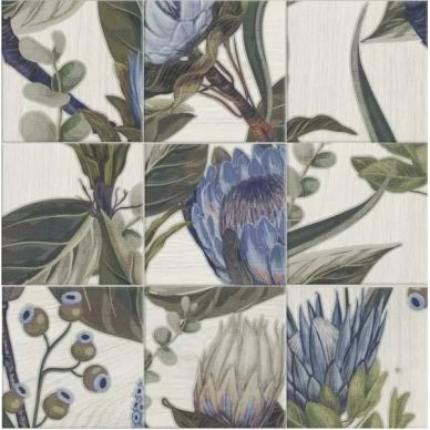 Decor Mural Blu Leaves 20x20 0