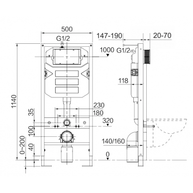 Инсталяция Ceramicanova Envision (CN3001_1001M_1000) с унитазом PLAY Rimless, кнопка хром 6