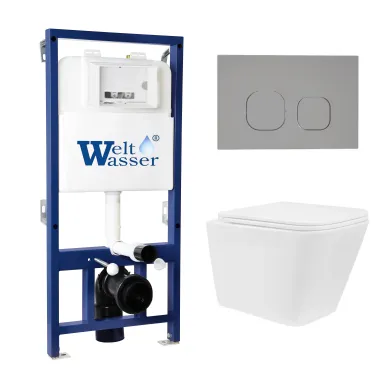 Инсталляция Welt Wasser Bamberg 525 + GELBACH 043 GL-WT + Bamberg CR в комплекте с унитазом, безободковый, с сидением микролифт 0