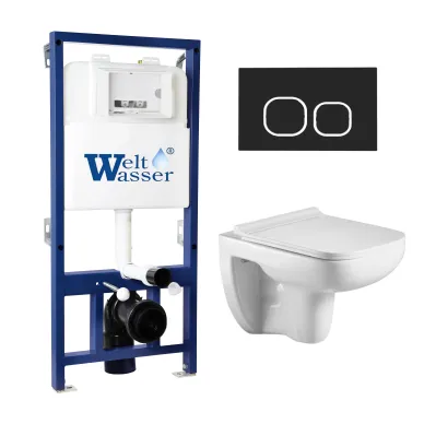 Инсталляция Welt Wasser Bamberg 525 + KEHLBACH 004 GL-WT + Bamberg BL в комплекте с унитазом, безободковый, с сидением микролифт 0