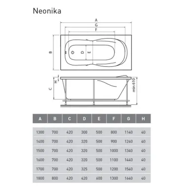 Акриловая ванна Relisan Neonika (Гл000000977) 160x70 7