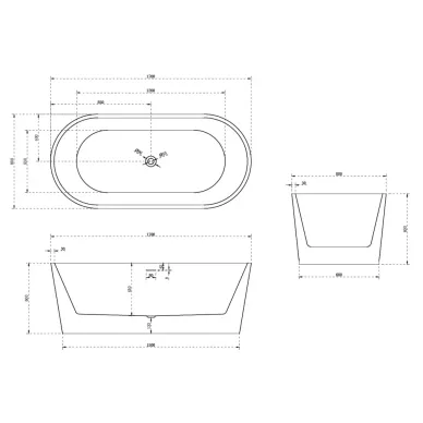 Акриловая ванна Abber AB9209MB 170x80 чёрная матовая 6