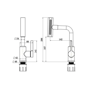 Смеситель для кухни Rush Tinos  TI3732-17Grey с поворотным изливом, графит 8