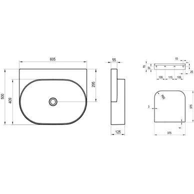 Раковина Ravak Yard 600 XJX0D060000 чёрная матовая 5