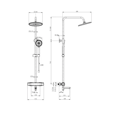 Душевая система Wonzon & Woghand Neo WW-B3035-A3-CR термостатическая, с изливом, хром 1