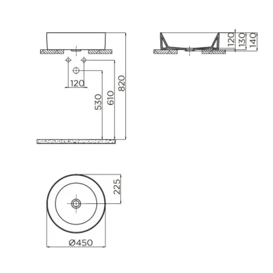 Раковина накладная Creavit Nice NC045-00AM00E-0000 45 см, антрацит матовый 1