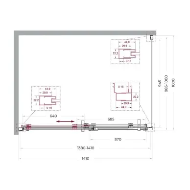 Душевой уголок BelBagno Marino MARINO-2-AH-1-140/100-C-GM 140x100 см, оружейная сталь/прозрачное стекло 6