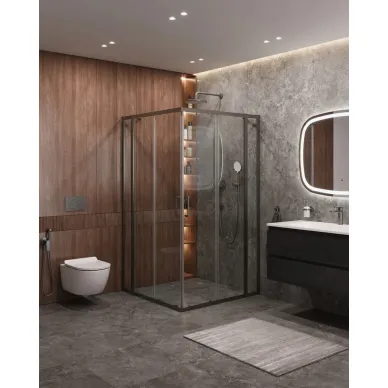 Душевой уголок Cezares Molveno MOLVENO-A-22-100+30-C-GM-IV 130х130 профиль оружейная сталь/стекло прозрачное 0