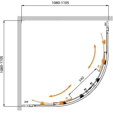 Душевой уголок Cezares Molveno MOLVENO-R-22-90+20-C-GM-IV 110x110 профиль оружейная сталь/стекло прозрачное 5
