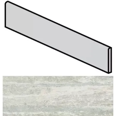 747896 Travertino White Battiscopa Glossy 6mm 4.6x80 0