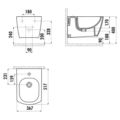 Биде подвесное Creavit Elegant (EG510-00CB00E-00000) 1