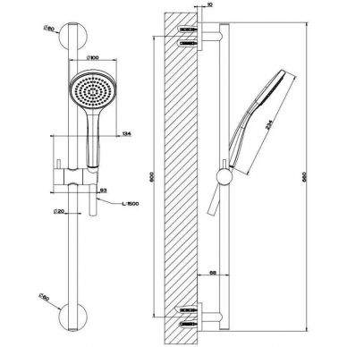 Душевой гарнитур Gessi Shower (47304-149) сталь 1