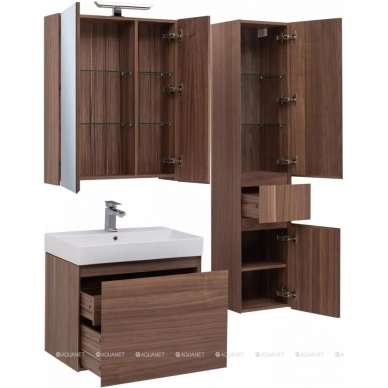 Зеркальный шкаф Aquanet Нью-Йорк 70 (00203952) шпон, орех 9