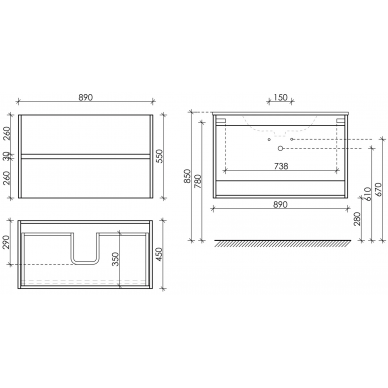 Тумба для ванной Sancos Urban (UR90W) (89см) белый глянец 5