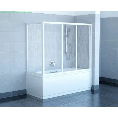 Шторка для ванной Ravak AVDP3 (40VP0102Z1) (150 см) стекло прозрачное, профиль белый 3