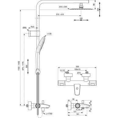 Душевая система Ideal Standard Ceratherm T100 (A7591AA) термостатическая, хром 7
