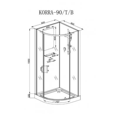 Душевая кабина Cerutti SPA Korra (KORRA90B) (90х90) профиль чёрный/прозрачное стекло 6
