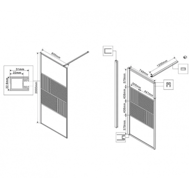 Душевая перегородка Vincea Walk-In HP Art (VSW-1HC800CFBG) 80x200 см, профиль брашированное золото/стекло рифленое/прозрачное 5