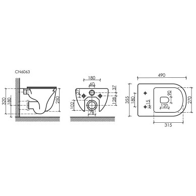 Унитаз подвесной Ceramicanova Modena Rimless (CN6063MW) (белый матовый) с сиденьем микролифт 6