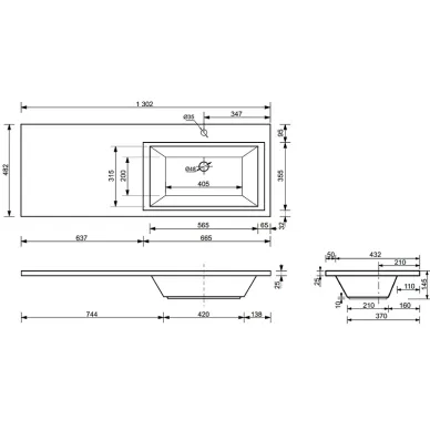 Тумба с раковиной Эстет Dallas Luxe 130 R (ФР-00002271) (правая) 3 ящика, белая 9