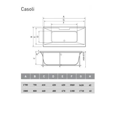 Акриловая ванна Vayer Casoli (Гл000006808) 180x80 7
