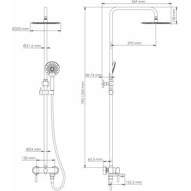 Душевая система Wasserkraft Wern 4200 (A14201) со смесителем, никель 3