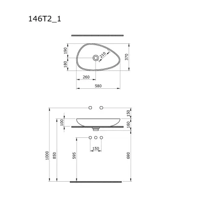 Раковина Ambassador Kingston 146T20401 58 см бежевая матовая 5