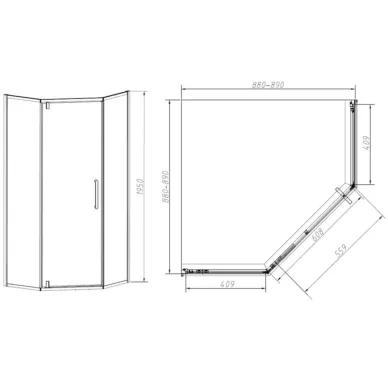 Душевой уголок Vincea Slim-N VSP-4SN900CL 90х90х195 см, профиль хром/стекло прозрачное 2