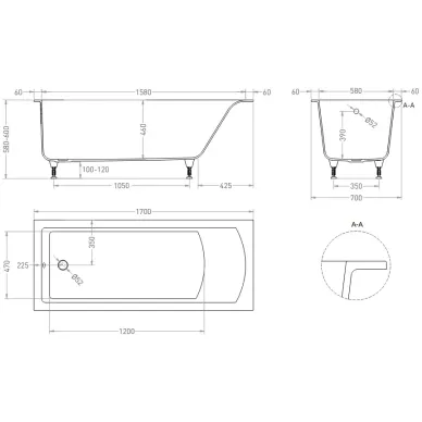 Ванна из литого мрамора Salini Cascata 104413G S-Sense 170x70 см, белая глянцевая 5