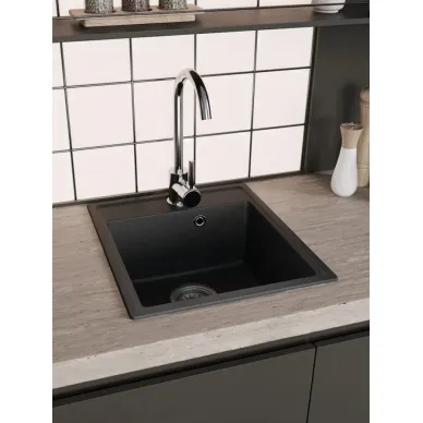 Мойка кухонная Teymi Helmi Smart T120108 42x48 см, мраморный, чёрный матовый 6