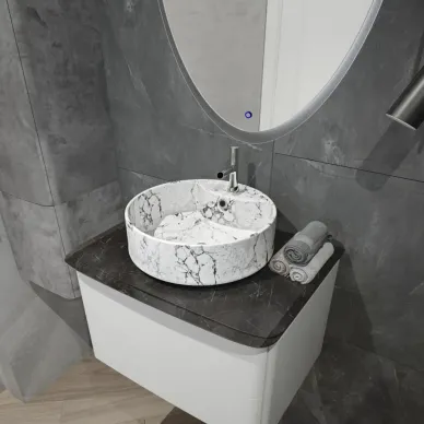 Раковина накладная Teymi Lina S T50193 40 см белый мрамор 8