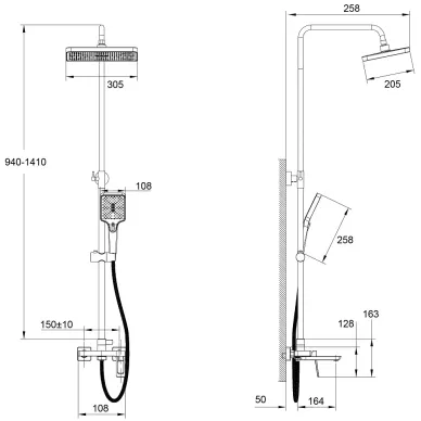 Душевая система Haiba HB24732-3 оружейная сталь 6