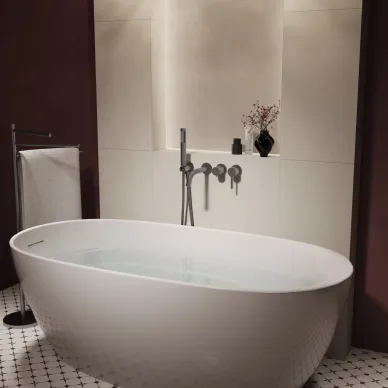 Смеситель для ванны Vincea Villa VTFW-1VL1GM скрытого монтажа, с лейкой, воронёная сталь 1
