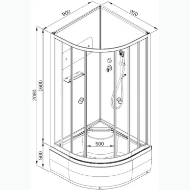 Душевая кабина DTO D D90 90x90x208 см, без крыши 9
