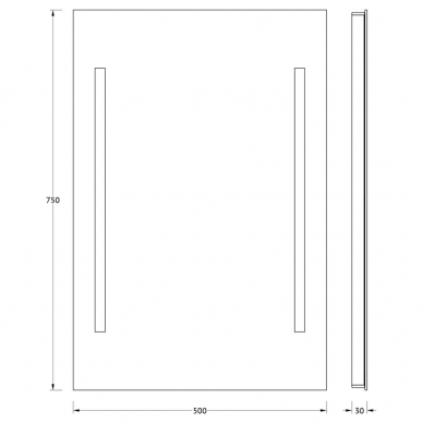 Зеркало Evoform Ledline (BY 2113) (50 см) (с 2-мя встроенными LED-светильниками) 1