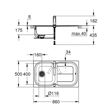 Мойка кухонная Grohe K300 (31565SD0) со смесителем 2