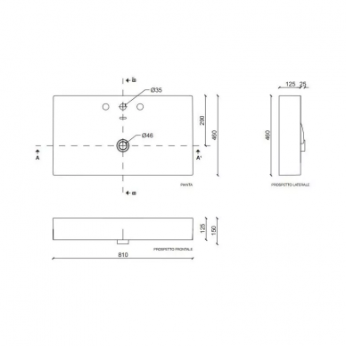 Раковина Cezares Molveno 46 (TC05011) (81 см) 1