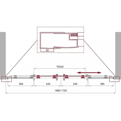 Душевая дверь BelBagno Uno (UNO-195-BF-2-180-P-Cr) 180x195 см, стекло рифленое/профиль хром 6