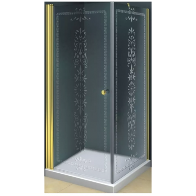 Душевая дверь Cezares Royal Palace (ROYAL PALACE-A-AH-1-90/100-CP-G)  профиль золото/стекло прозрачное с матовым узором 0