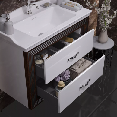 Тумба для ванной Opadiris Карат 80 белый (серебрянная патина) 6
